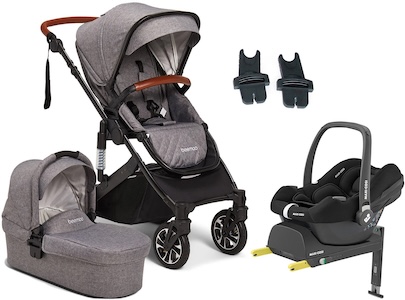 Visa mer info om denna barnvagn Beemoo Maxi 4 Duovagn, inkl. Maxi-Cosi CabrioFix i-Size & Bas, Grey/Black