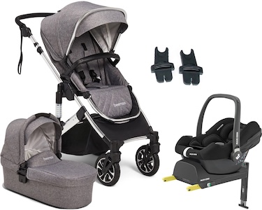 Visa mer info om denna barnvagn Beemoo Maxi 4 Duovagn, inkl. Maxi-Cosi CabrioFix i-Size & Bas, Grey/Silver
