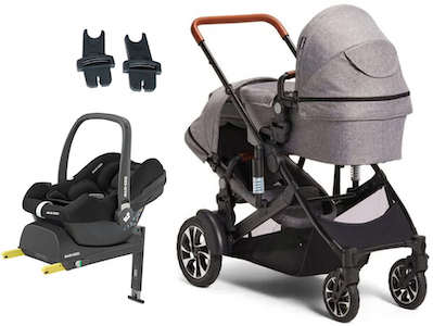 Visa mer info om denna barnvagn Beemoo Maxi 4 Twin Syskonvagn Inkl. Maxi-Cosi CabrioFix Babyskydd & Bas, Grey