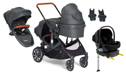 Visa mer info om denna barnvagn Beemoo Maxi 4 Twin Syskonvagn Inkl. Syskonsits & Beemoo Route i-Size Babyskydd & Bas, Black/B