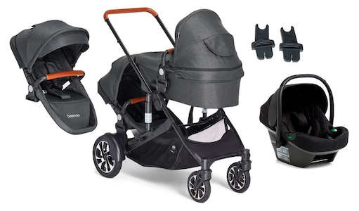 Visa mer info om denna barnvagn Beemoo Maxi 4 Twin Syskonvagn Inkl. Syskonsits & Beemoo Route i-Size Babyskydd, Black/Black St