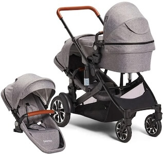Visa mer info om denna barnvagn Beemoo Maxi 4 Twin Syskonvagn Inkl. Syskonsits, Grey Melange/Black