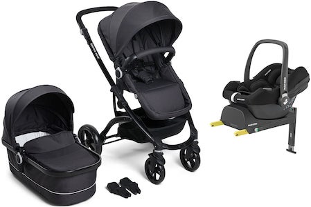 Visa mer info om denna barnvagn Beemoo Move Duo Duovagn Inkl. Maxi-Cosi CabrioFix Babyskydd & Bas, Asphalt