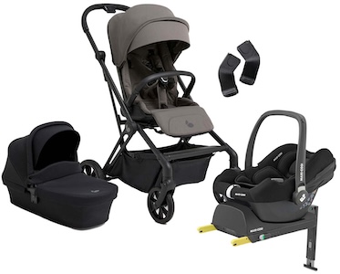 Visa mer info om denna barnvagn Beemoo Pro Twist Duovagn Inkl. Maxi-Cosi CabrioFix Babyskydd & Bas, Mocha Grey/Essential Black