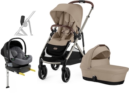 Visa mer info om denna barnvagn Cybex GAZELLE S Duovagn inkl. Beemoo Route Babyskydd & Bas, Almond Beige/Mineral Grey