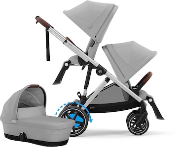Visa mer info om denna barnvagn Cybex e-Gazelle S Syskonvagn inkl. Liggdel, Stone Grey/Silver