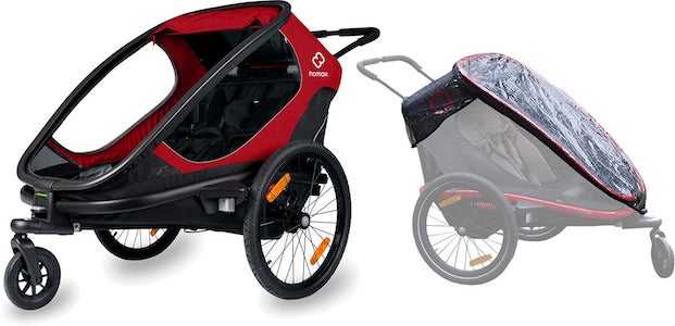 Visa mer info om denna barnvagn Hamax Outback Cykelvagn inkl. Regnskydd, Red/Black
