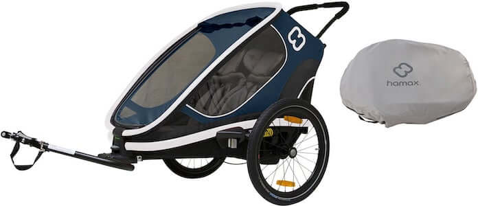 Visa mer info om denna barnvagn Hamax Outback Reclining Cykelvagn 2019 inkl. Förvaringsöverdrag, Navy/White