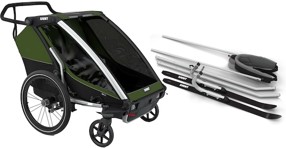 Visa mer info om denna barnvagn Thule Chariot Cab 2 Cykelvagn inkl. Skid- & Vandringskit, Cypress Green