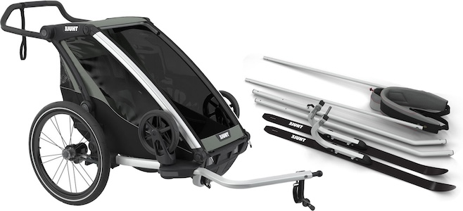 Visa mer info om denna barnvagn Thule Chariot Lite 1 Cykelvagn inkl. Skid- & Vandringskit, Agave