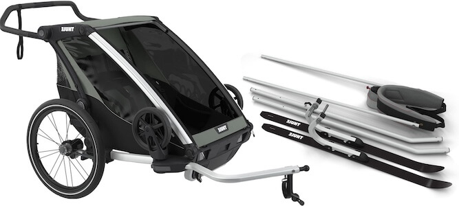 Visa mer info om denna barnvagn Thule Chariot Lite 2 Cykelvagn inkl. Skid- & Vandringskit, Agave