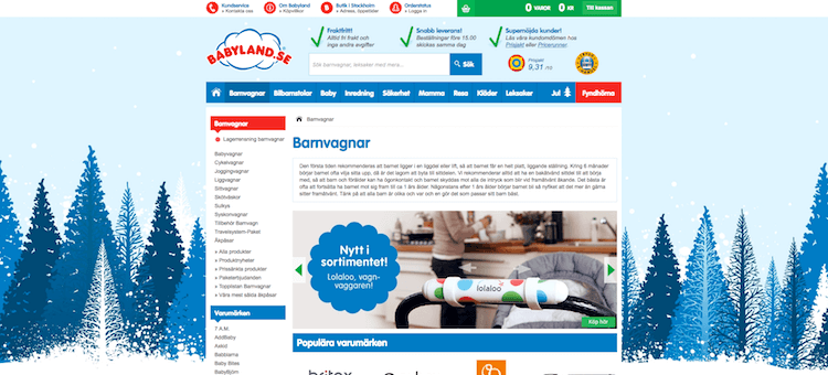Barnvagnar hos butiken Babyland