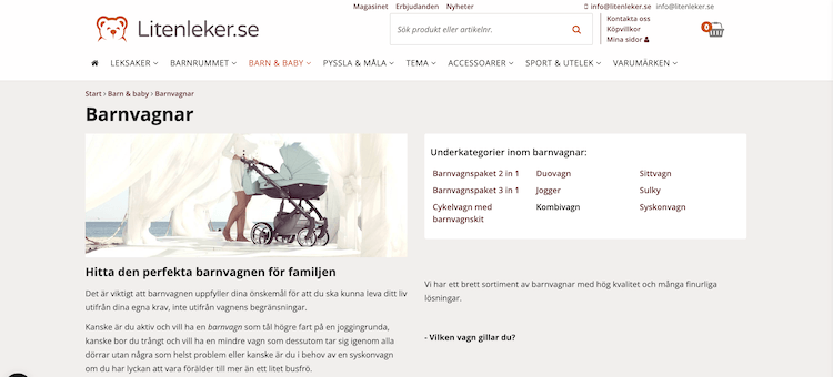 Barnvagnar hos butiken Litenleker.se