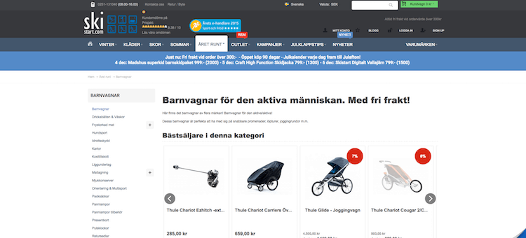 Barnvagnar hos butiken Skistart