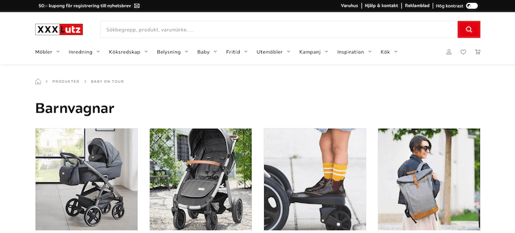 Barnvagnar hos butiken XXXLutz